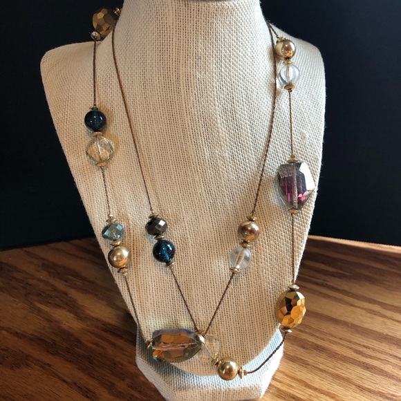 Jewelry - Necklace with faceted beads long classy party little black dress statement fun